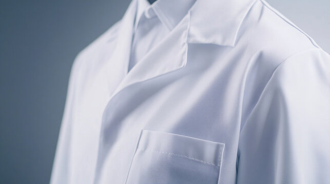 Zoom in a medical uniform doctor nurse technical speacialist clothes in hospital for logo mock up