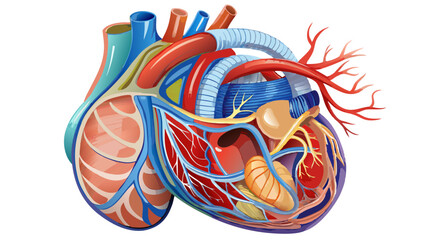 Obraz premium Human Heart Anatomy Detailed Model of Cardiovascular System