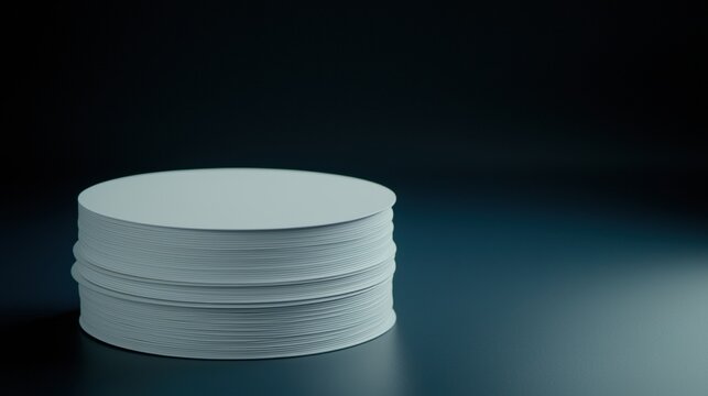 A stack of white plates against a black background.