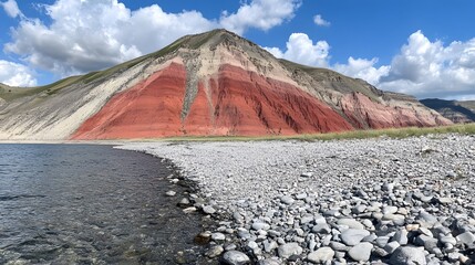 Stunning Red Rock Mountain Landscape by Lake