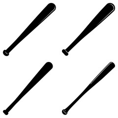 Four baseball bats arranged in a square pattern on a white background in a simple vector illustration