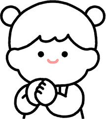 두 손을 모은 기도를 하는 귀여운 아이 일러스트