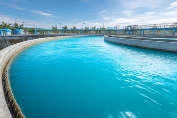 Tank or reservoir for biological purification and cleaning of dirty sewage water by active sludge. Modern technologies in wastewater treatment plant