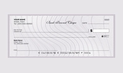 Bank Cheque design with guilloche pattern
