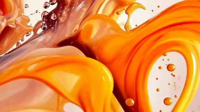 Dynamic caramel liquid burst capturing the essence of fluidity and movement