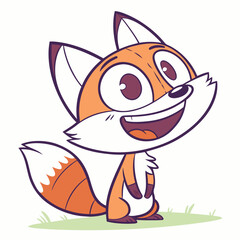 Naklejka premium Smiling Fox Character in Flat Style 
