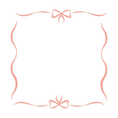 Pink frame made of ribbons and bows for a romantic decoration