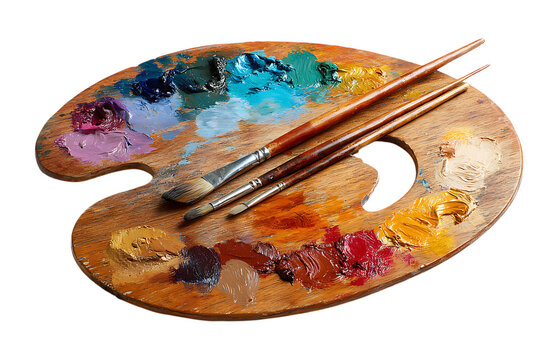Artist's palette with paint and brushes - Powered by Adobe