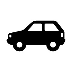 Black silhouette icon of a compact car viewed from the side