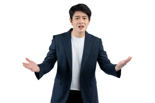 Portrait of young Asian business man posing on PNG background	 - Powered by Adobe