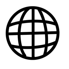 Global Network Icon, World Grid Symbol, Internet Globe Graphic, Worldwide Connection Icon, Simple Earth Sphere Icon