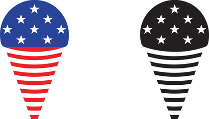 Obraz premium Patriotic Ice Cream Cone vector silhouette on white background 4th of July of elements. USA Independence Day theme 