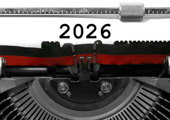 Text 2026 written with an old vintage typewriter