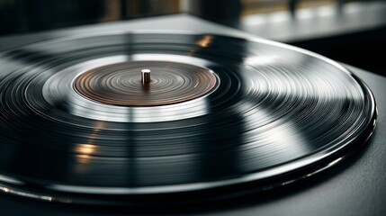 Spinning Vinyl Record on Turntable