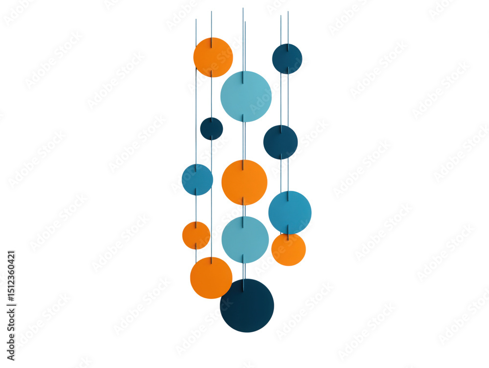 Poster abstract orb design: a minimalist, modern design features a series of connected orbs suspended in sp
