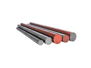 Industrial Metal Rods: A close-up shot of various metallic rods of different sizes and materials, highlighting their texture and industrial aesthetic.