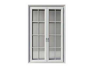 Double French Door: Elegant double French doors with a gridded glass design, offering a classic and sophisticated architectural element for homes and buildings.