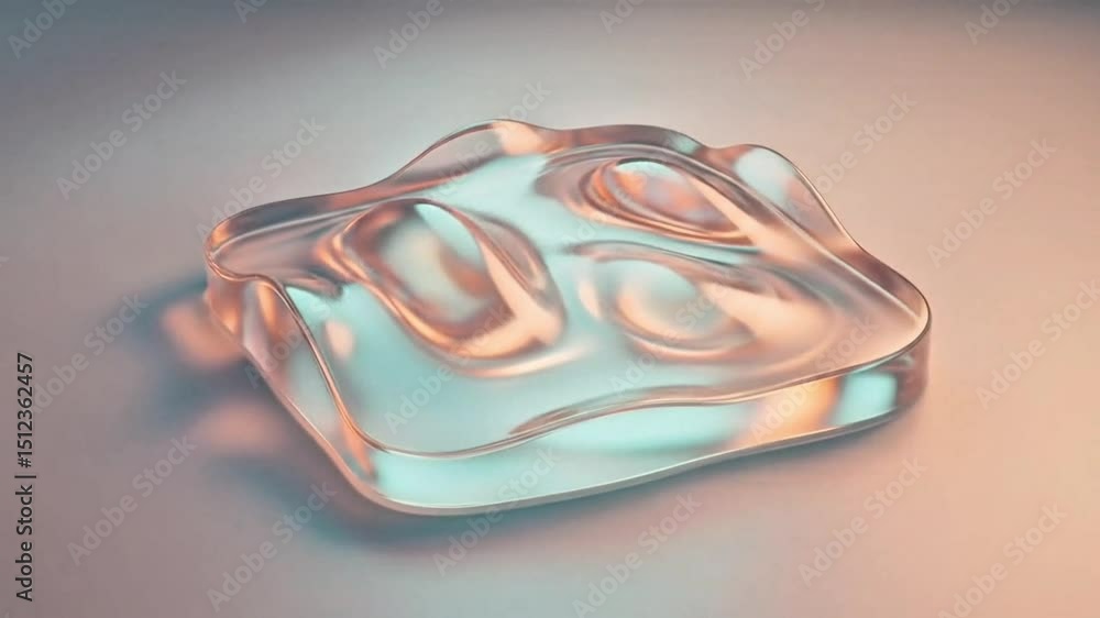 Aufkleber 3d rendered abstract glass object with fluid forms and reflective surfaces