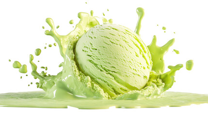 Pistachio ice cream splashing