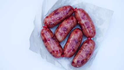 Thai pork sausage on white background