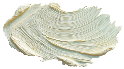 Light yellow oil paint smeared across a transparent background forms a textured, artistic backdrop, perfect for enhancing creative projects with vibrant color and depth