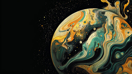 Abstract fluid texture planet illustration