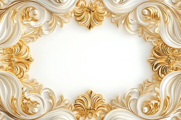 Ornate frame with gold accents and white background creating an elegant and luxurious design element