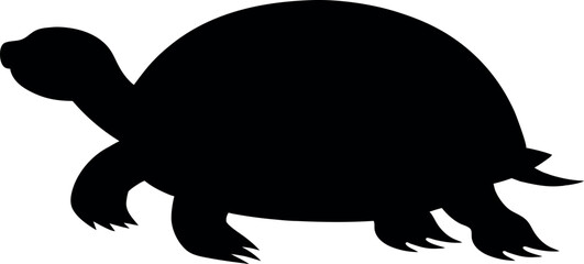 Turtle Silhouette Vector, Black Turtle Outline, Simple Turtle Clipart, Minimalist Turtle Drawing, Turtle Symbol, Reptile Graphic, Turtle Shape Art, Side View Turtle Icon, Monochrome Turtle Illustratio
