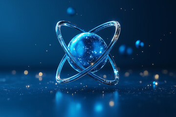 Blue technological atomic structure model