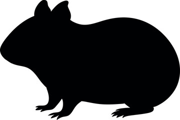 Guinea Pig Silhouette Vector Art - Rodent Clipart Image - Cavy Outline Graphic - Pet Animal Illustration - Black Silhouette Design - Guinea Pig Shape Icon - Rodent Sketch Image - Small Pet Artwork