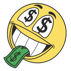Yellow emoji face with dollar sign eyes cheerful money icon