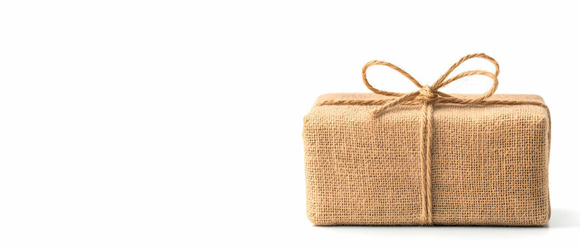 Simple Tied Gift Box On White Background