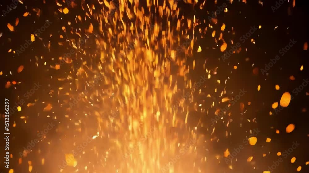 Poster golden sparks flying in the dark, creating a mesmerizing and dynamic visual effect