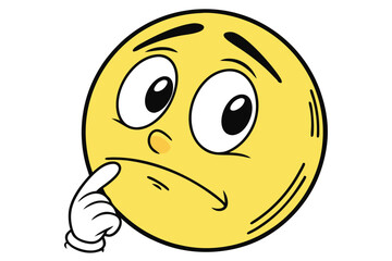 Skeptical yellow emoji with raised eyebrow vector illustration
