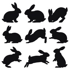 rabbit silhouettes vector