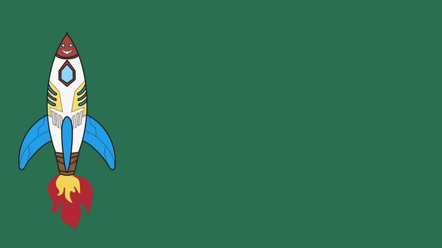 a simple animation of a flying rocket