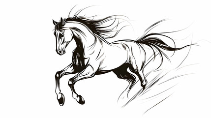 Black Horse Running in Open Field