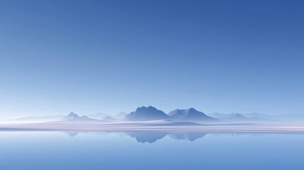 Mountains reflected in water under blue sky