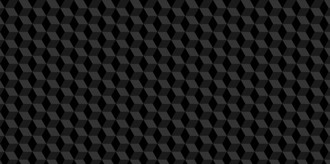 Black cube geometric tile and mosaic wall or grid hexagon technology wallpaper. black and gray geometric block cube structure texture background.	
