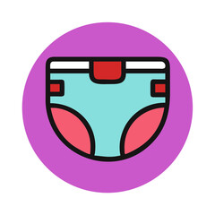 Cartoon illustration of colorful underwear on purple background  