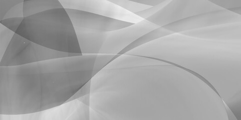 Abstract layered grey and black geometric line shapes with smooth gradients, soft light refractions on glass frosted panel overlays background, abstract white  and black line background.