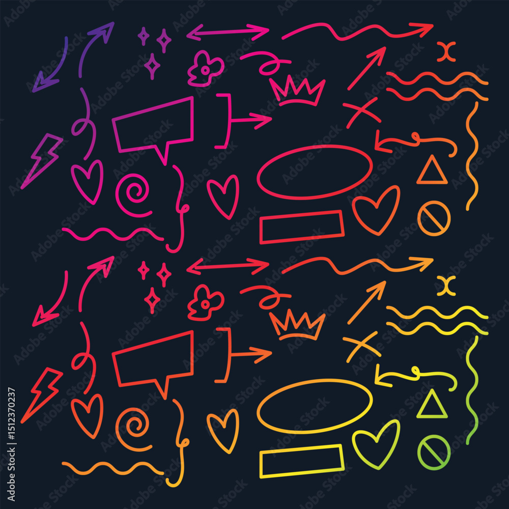 Poster arrow vector icon set in thin line style.
