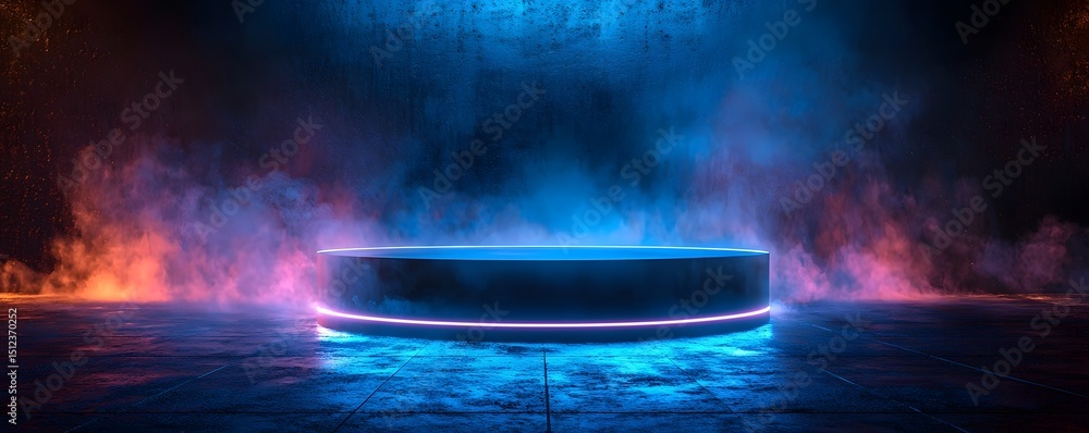 Canvas Prints futuristic holographic projection platform for product presentation