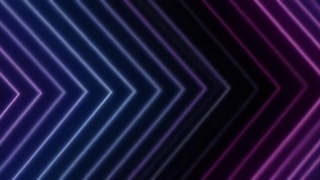 Neon arrows pointing right with a gradient of blue and purple on a black background