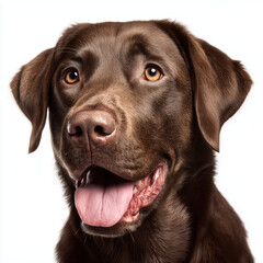 Chocolate Labrador Head Closeup , PNG isolated cut out image