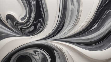 Continuous Marble Loop – Fluid Stone Form in Cream, Charcoal & Silver