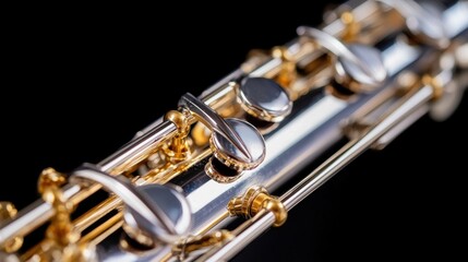 Fototapeta premium A close-up view of a silver and gold saxophone.