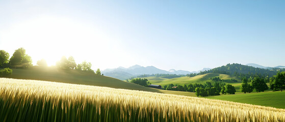 Golden Wheat Field at Sunrise
