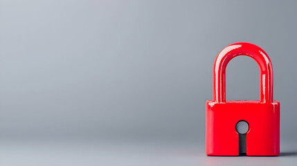Red Padlock On Gray Background