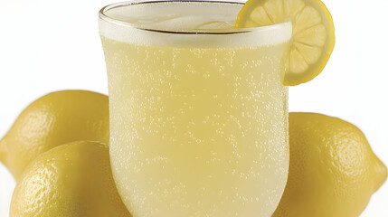 Refreshing Iced Lemonade In Glass With Lemon Slices